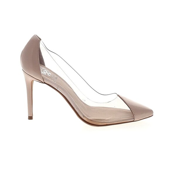 Vince Camuto Poised Clear/Blush Beige Nude Tan Super Patent Pump Size - Picture 2 of 3